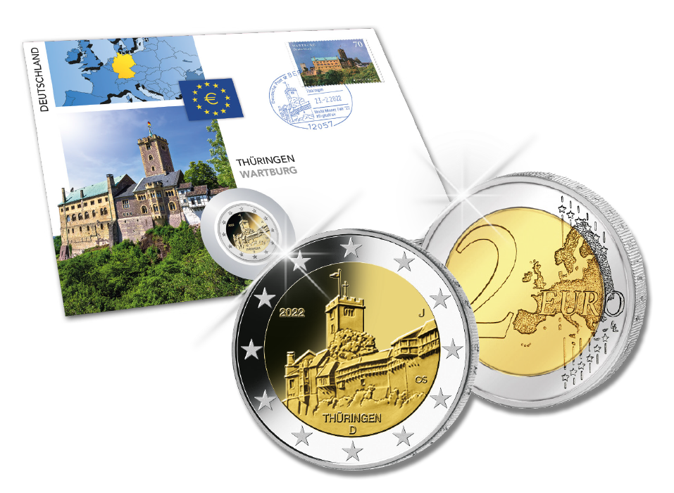 Kollektion: 2-Euro-Gedenknumisbriefe Europas - Startlieferung: Bundesland - Thüringen
